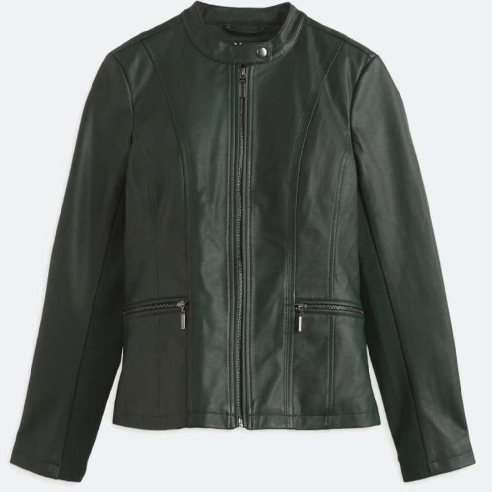 Brand new jacket faux green leather jacket